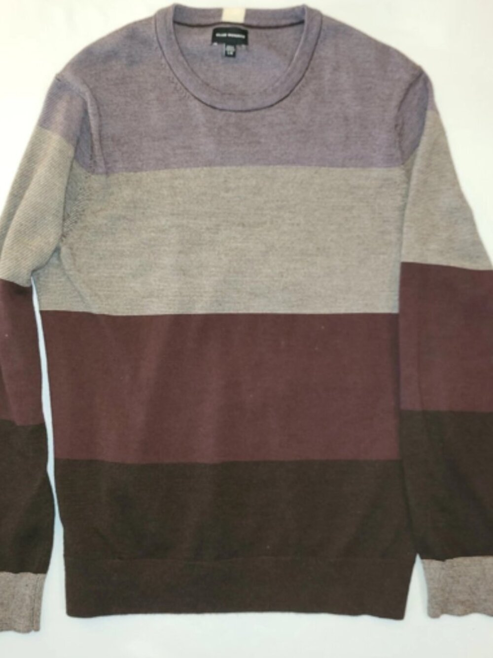 Club Monaco Men's Large Colorblock Crew Neck Sweater Purple Gray Burgundy
